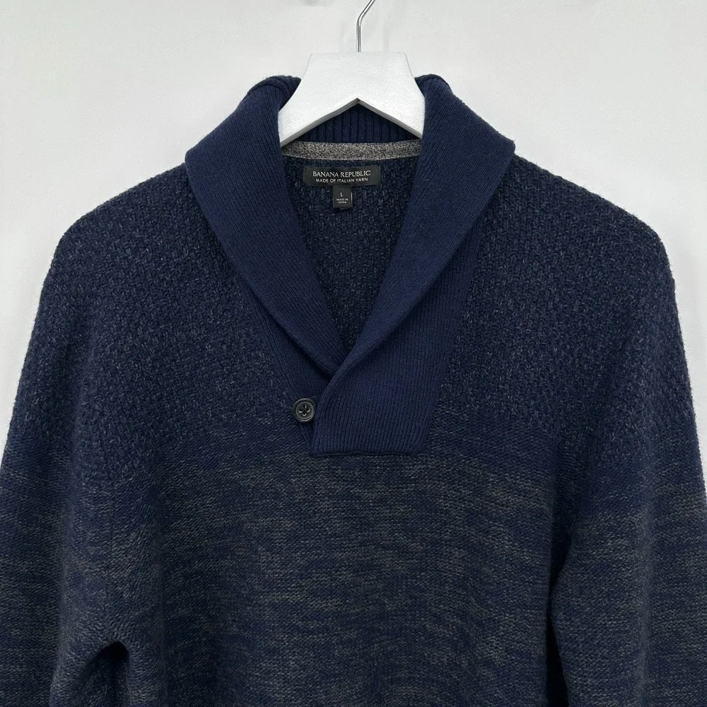 Banana Republic Sweater Mens‎ Large Shawl Collar Pullover Italian Wool Old Money